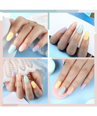 Foyute Semi Cured Gel Nail Strips 20 Pcs Soft Self-Adhesive Gel Nail Polish Wraps Sticker for Salon-Quality Manicure Set Long Lasting Easy to Apply & Remove Nail File & Wooden Stick (Rainbow) - Buy Online on GoSupps.com