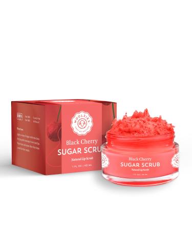 Sugar Lip Scrub | Ultra-Hydrating Exfoliator & Moisturizer for Dry or Chapped Lip | Shea Butter and Raw Sugar Scrubs | Pure & Natural | 1 Fl Oz (Black Cherry)