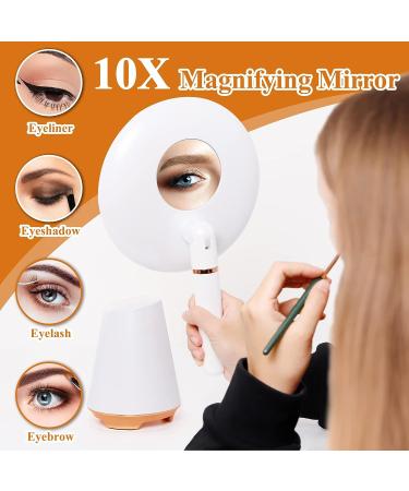 NeuType Round Makeup Vanity Mirror with Lights - 10X Magnification, 180 Rotation, 3 Color Modes - 8in White - Buy Online on GoSupps.com