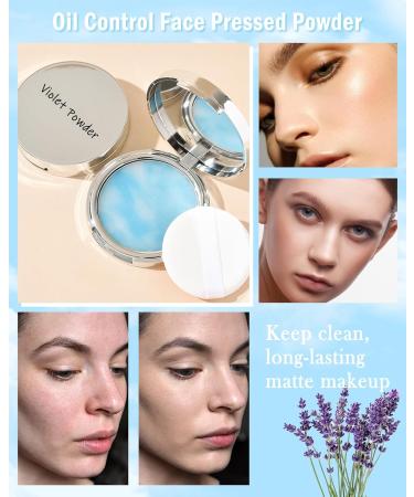 Oil Control Face Pressed Powder Smooth Translucent Setting Powder Polvo Compacto for Silky Blurring Oil Control Skin-Friendly Flawless Matte Lasting Finishing Lightweight Makeup with Powder Puff-Blue - Buy Online on GoSupps.com