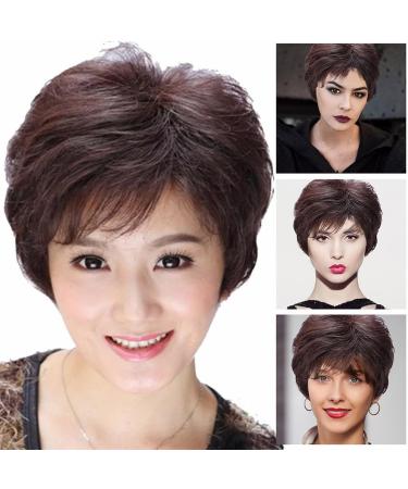 Monday Hair Care Women's Wig Short Hair Curly Hair Middle And Old Age Fashionable And Foreign Mother's Wig Natural And Lifelike Mother's Hair Dark Wig One Size BW1 - Buy Online on GoSupps.com
