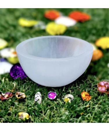 Selenite Round Cleansing Bowl - Handmade Natural Spirit Healing Plate for Meditation & Jewelry Storage (10cm) - Buy Online on GoSupps.com