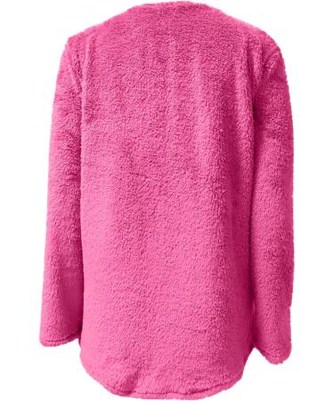 Soft Teddy Fleece Hooded Jumper | Plus Size Double Fleece Hoodie | V Neck Sweatshirt | Winter Lounge Top | Hot Pink M - Buy Online on GoSupps.com
