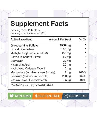 STORM VITALS Glucosamine Chondroitin with MSM Bromelain Boswellia Collagen Hyaluronic Acid Selenium & Vitamin D Dietary Supplement 60 Tablets (60 Count (Pack of 1)) - Buy Online on GoSupps.com