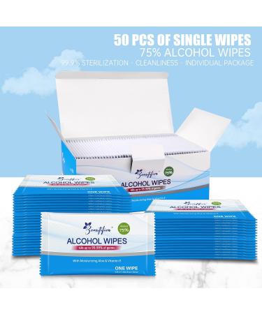 Beautifier Life Hand Sanitizing Wipes - 50 Individually Wrapped Antibacterial Wipes with 75% Alcohol, Aloe & Vitamin E - On-the-Go Essential for Travel, Home, Office & School - Aloe Vera, 50 Count - Buy Online on GoSupps.com