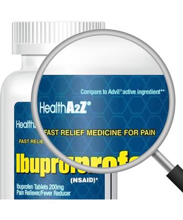 HealthA2Z Ibuprofen 200mg Tablets | Pain Reliever & Fever Reducer | 750 Total Tablets (250 Counts + 500 Counts) | Pain Relief for Headache Muscle Pain Joint Pain & Inflammation - Buy Online on GoSupps.com