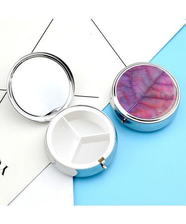 Portable 3 Compartment Pill Box with Veins on Leaves Design - Travel Medicine Organizer for Purse & Pocket - Buy Online on GoSupps.com