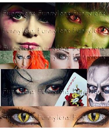 Buy Funnylene Cat Eye Yellow Colored Contact Lenses - 2 Pack Soft Monthly Lenses + Free Container - Perfect for Halloween & Carnival - Buy Online on GoSupps.com