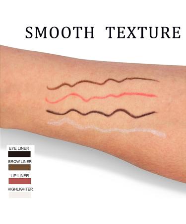 4-in-1 Makeup Pen: Lip Liner, Eyeliner, Highlighter, Brow Liner - Multi-Function Travel Touch Up Pen - Waterproof & Smooth Texture - Red Brown Black White - Buy Online on GoSupps.com