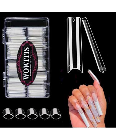 XXL No C Curve Straight Square Nail Tips - 500 Pcs 2XL Extra Long Flattened Square Fake Nail Tips Clear Half Cover Flat None C Curve Acylic Nail Tips for Women Girls Nail Salon with Case clear 500 Pcs XXL Flat Square wit...