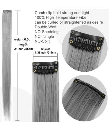 Rhyme 12 Pieces Clip In Coloured Hair Extensions for Girls Women Grey Hairpieces Wig for Girls Multicoloured Party Highlight Clips (Dark grey Grey Light grey) - Buy Online on GoSupps.com