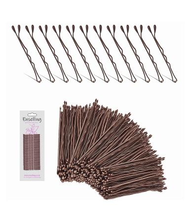 Enselling Hair Grips Pack of 50-5.5cm - Crimped Blonde Bobby Pins for Women Girls and Hairdressing Salons -Perfect for Thick Thin & Curly Hair Styling (Brown)