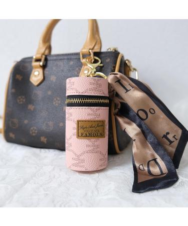 RILOST 2Pcs Lipstick Case Leather Organizer with Keychain - Brown Pink - Buy Online on GoSupps.com