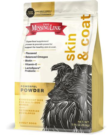 Missing Link Skin & Coat Probiotics Superfood for Dogs - 5lb Powder with Omegas 3 & 6, Fiber, Vitamin-E, Biotin - Promotes Healthy Skin, Glossy Coat, and Hair Growth - Buy Online on GoSupps.com