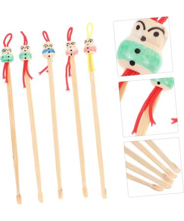 Mikinona 5pcs Ear Cleaners with Cartoon Doll Head Design Skid-Resistant Earwax Removal Tools for Personal and Family Use Wooden Earpicks for Gentle Ear Cleaning Random Color - Buy Online on GoSupps.com