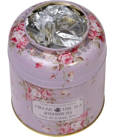 New English Teas Lavender Vintage Floral Tea Caddy with 80 English Afternoon Teabags - Buy Online on GoSupps.com