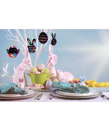 Easter Scratch Art Crafts for Kids - 48 Sets Ages 4-8 | Rainbow Bunny Eggs Chicks Ornaments Decorations - Buy Online on GoSupps.com