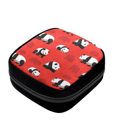 GIAPB Period Bag Sanitary Napkin Storage Bag Pad Holder for Period Makeup Pouch Bear Panda Red Background Color1531
