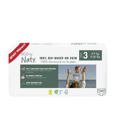 Eco by naty baby eco diapers - environmentally friendly premium bio diapers made of plant -based materials ideal for sensitive baby skin (size 3 - 100 pieces) size 3 (2 x 50 pieces)