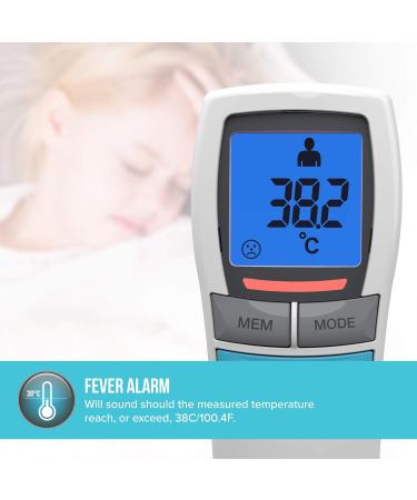 HoMedics No Touch Infrared Thermometer - Non-Contact Forehead Temperature Reader | Instant Measurement, LCD Display, Fever Alarm | Night Mode, Auto-Off | 2yr Guarantee - TE-200 - Buy Online on GoSupps.com