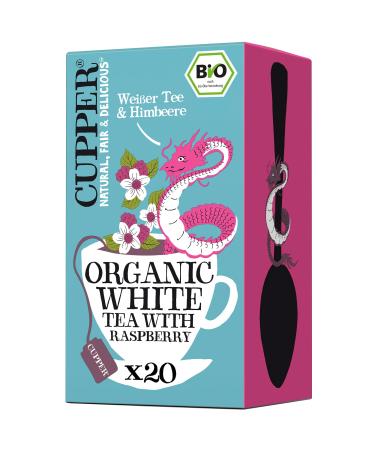 Cupper Organic White Tea Raspberry 20 Bags 34 g Tea 20 Bags (1 Pack)