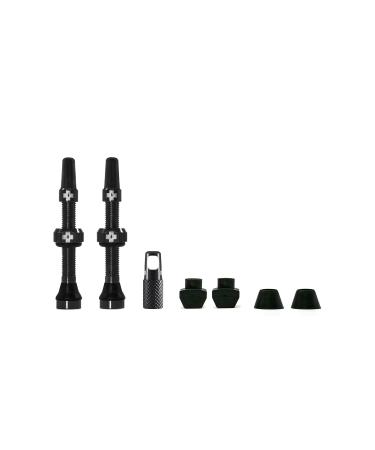 Muc Off 1051 Black Tubeless Presta Valves, 44mm - Premium No Leak Bicycle Valves with Integrated Valve Core Removal Tool Black 44mm