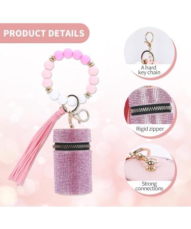 Stylish Pink Leather Lipstick Case Keychain | Travel Lip Gloss Organizer & Makeup Storage for Purse - Buy Online on GoSupps.com