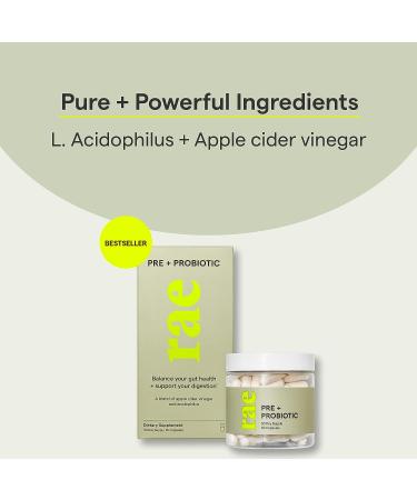 Rae Wellness Women's Pre + Probiotic with Apple Cider Vinegar - Gut Health Support - Vegan, Non-GMO, Gluten-Free - 60 Caps - Buy Online on GoSupps.com