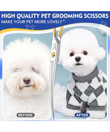 Jason 7.5 Inch Curved Dog Grooming Scissors - Professional Japanese Stainless Steel Pet Fur Care for Dogs & Cats - Buy Online on GoSupps.com