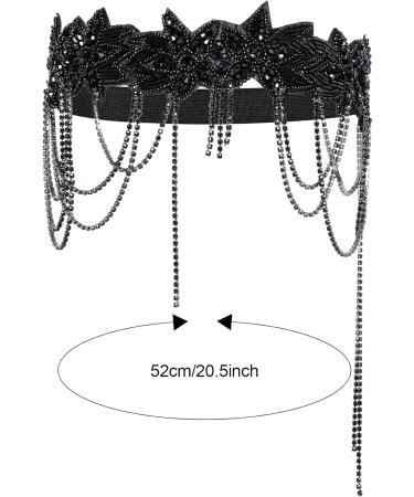choyaxo 1920s Flapper Great Gatsby Accessories Set 1920s headpiece Roaring 20s Headband Long Gloves for Women Black Standard - Buy Online on GoSupps.com