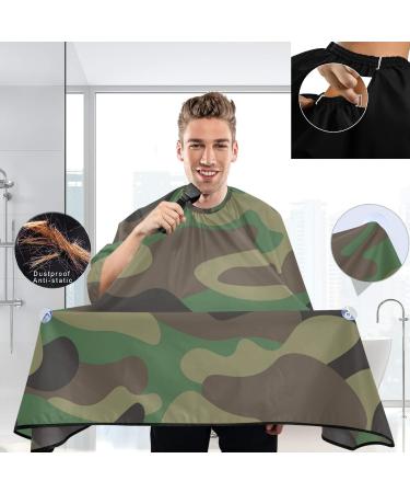 Visesunny Army Green Camouflage Barber Cape - Water-Resistant Hair Cutting Apron & Anti-Static Hairdressing Bib - Buy Online on GoSupps.com