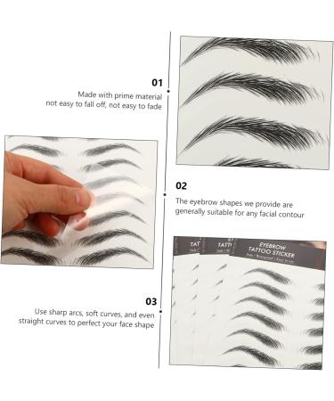Mikinona 4 Sheets Waterproof Eyebrow Stickers Imitation Eyebrow 6d Hair-like Eyebrows Stickers Water Proof 4d 21x14.8cm Black - Buy Online on GoSupps.com