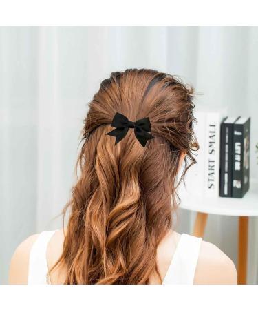Aneneiceera Vintage Silk Bow Hair Clip Black Bow Hair Barrette Clips Small Tulle Hair Bow Clip French Bowknot Tail Clip Cute Bowknot Accessories for Women and Girls Gifts (Black) - Buy Online on GoSupps.com