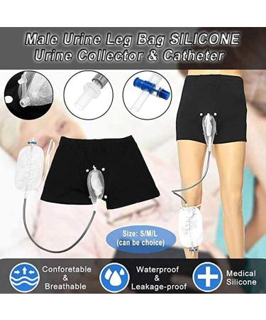 Men Wearable Urine Bag Incontinence Pants Reusable Male Urinal Leg Bag Silicone Urine Funnel Pee Holder Collector with Catheter(Size:M) Medium - Buy Online on GoSupps.com