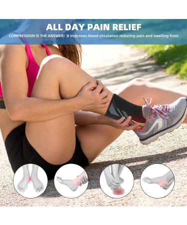 Ankle Support Brace for Women & Men | Compression Sleeve for Plantar Fasciitis & Sprained Ankle Relief | Medium - 1 Pair - Buy Online on GoSupps.com