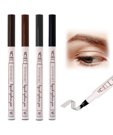 ChAusa 4 Pcs Liquid Eyebrow Pencil, Waterproof Eyebrow Pencil, Eyebrows with Micro-Fork Tip, Waterproof and Sweat-Proof for Natural Looking Eyebrows Makeup