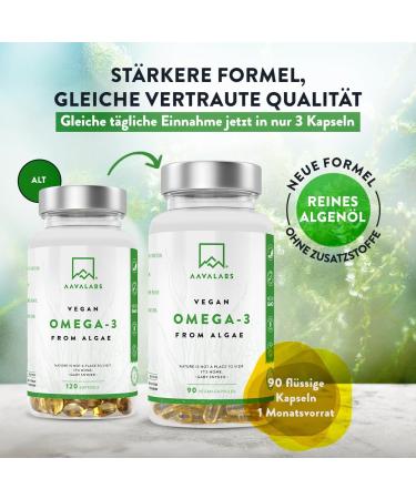 Omega 3 Vegan Capsules 1500mg | 90 Algae Oil Capsules | 300 EPA & 600 DHA | Boost Brain & Visual Power - Buy Online on GoSupps.com