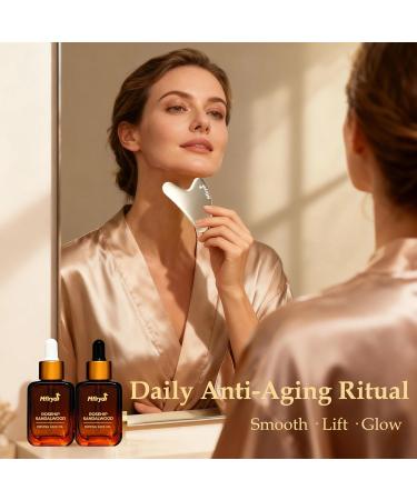 MautGush Ageless Radiance Rosehip Sandalwood Firming Facial Oil with Gua Sha Tool Anti-Aging Moisturizing Face Oil 30ml/1.01 Fl Oz (30ml) - Buy Online on GoSupps.com