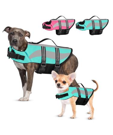 Petbank Dog Life Jacket with Reflective Stripes - Adjustable High Visibility Dog Life Vest Riptop Dog Lifesaver Pet Life Preserver with High Flotation Swimsuit for Small Medium and Large Dogs Blue Small