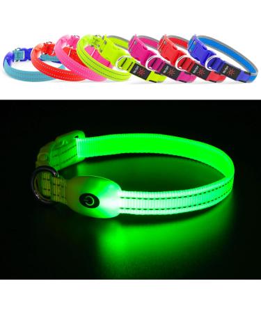 YFBrite Luminous Dog Collar - USB Rechargeable LED Adjustable Neck Band for Dogs & Cats | Durable Flashing Collar for All Sizes (Green XS) - Buy Online on GoSupps.com