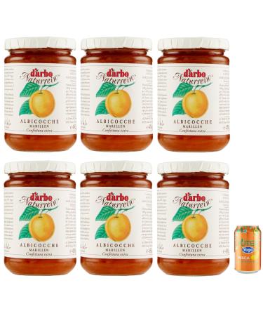 Darbo Confetura Natural Albicocche Glass Jam Jars 450g + 1x 330ml Tin of Peach Iced Tea