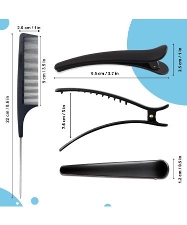 Stoutips Pack of 12 Hair Sectioning Clips for Girls and Women with 1 PCS Antistatic Tail Comb Professional Hairdresser Clips for Salon Styling & Care Hair Dying Accessories Black - Buy Online on GoSupps.com