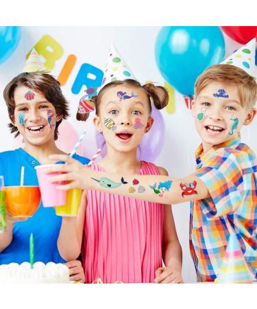 Under The Sea Mermaid Temporary Tattoos for Kids - Glitter Mermaid Birthday Party Supplies - Sea Creatures Party Favors for Girls - Ocean Animal Fake Tattoos - Buy Online on GoSupps.com