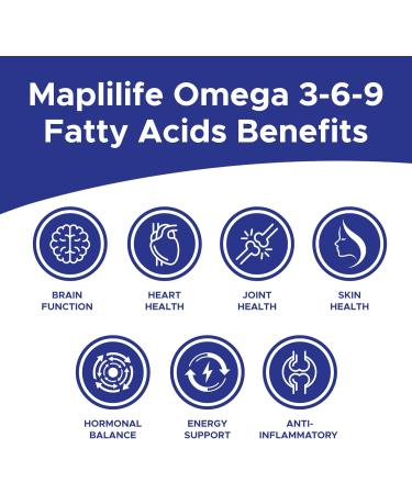 MapleLife Nutrition Omega 3-6-9 Fatty Acids 1200 mg EPA DHA ALA - Maintain Cardiovascular System Improves Heart Health Supports Brain Anti-inflammation Maintain Joint 100 Softgels - Buy Online on GoSupps.com