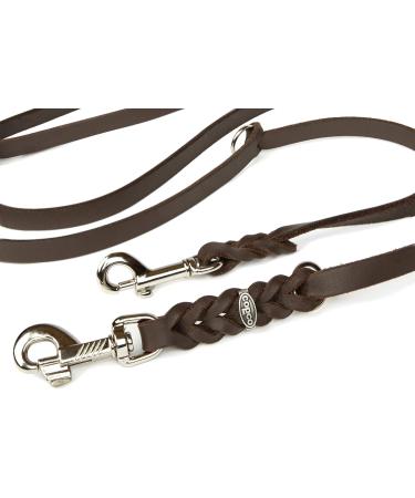 COPCOPET 3-Way Adjustable Dog Leash | Soft Brown Leather Chrome Carabiners | Handmade in Germany | 2.80m x 10mm - Buy Online on GoSupps.com