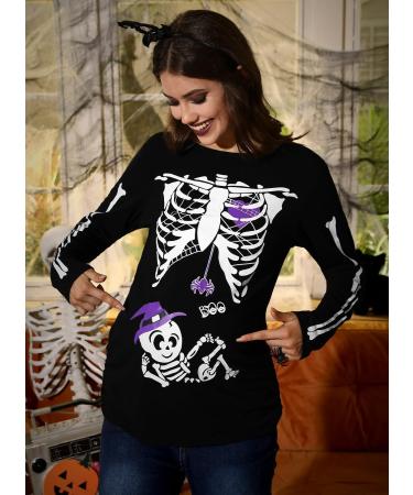 G and PL Halloween Women's Pregnancy Top Long Sleeve Maternity Funny Costume - Purple Skull Baby Design | Sizes S-XXL - Buy Online on GoSupps.com