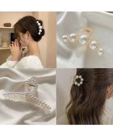 Mehayi 4-Piece Large Pearl Hair Clips for Women & Girls | Fashionable Hair Accessories for Thick & Thin Hair | Perfect for Parties & Weddings - Buy Online on GoSupps.com
