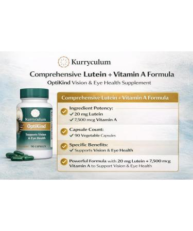 Kurryculum OptiKind Eye Health Supplement - Vision Support Vitamins with Lutein & Zeaxanthin - 90 Capsules - Buy Online on GoSupps.com