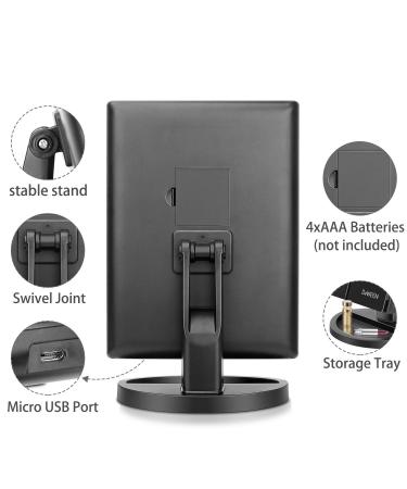 Deweisn Trifold Lighted Vanity Mirror with 21 LED Lights - Touch Screen, 3X/2X/1X Magnification, Two Power Supply Modes - Travel Makeup Mirror (Black) - Buy Online on GoSupps.com