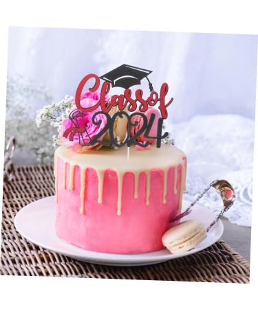 OFFSCH 5 Sets Cake Insert Top Hat Grad Party Decoration Graduation Grad Party Supplies Cupcake Decors Cake Decoration Red Paper European and American Graduation Season Red 16.00X13.00X0.10CM - Buy Online on GoSupps.com